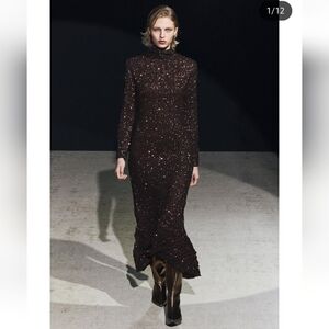 BNWT! Zara 🤎sequin long dress zw collection